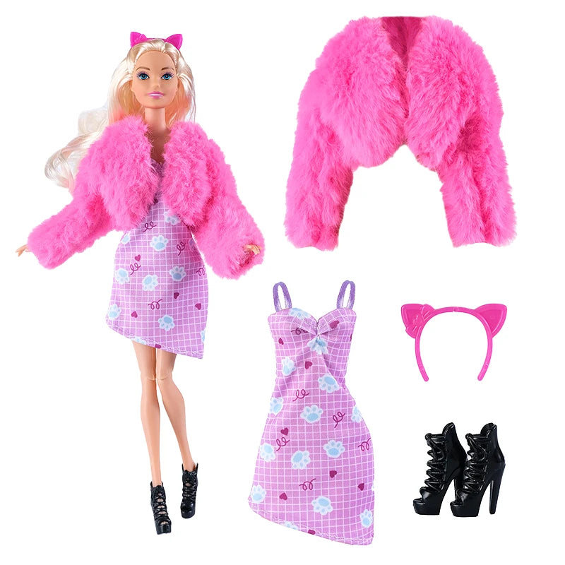 NEW 25 Style Doll Clothes Outfits Pink Winter Sweater Coat Dress Pant Costume Doll House Accessories Christmas Girls Gift.