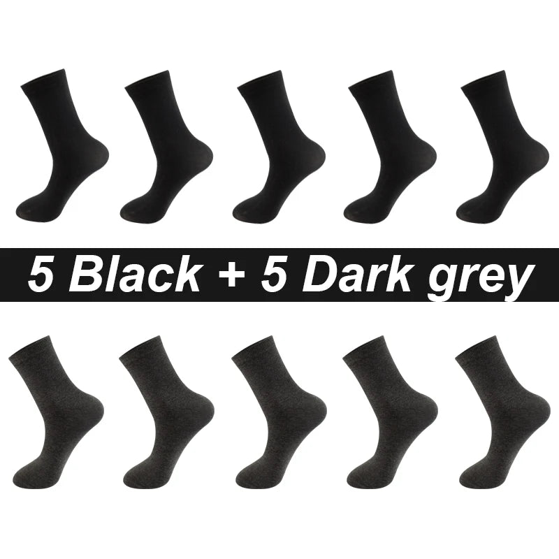 10Pairs/Lot Men Combed Cotton Socks Black Casual Business Breathable High Quality Man Sock New For Male Plus Size EU38-48.