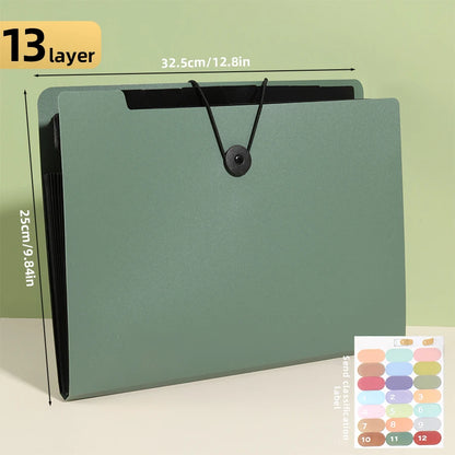 Three Colors Horizontal A4 Folder Students Office Business Trip Multi-layer Large Capacity 5/8/13 Layers Storage Organ Bag.
