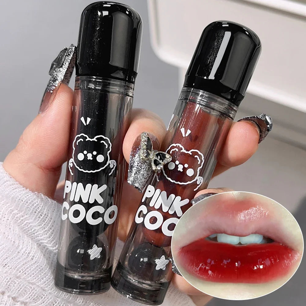 Dark Black Mirror Water Lip Gloss Moisturizing Juice Glass Tea Brown Red Lipsticks Lasting Non-stick Cup Korean Makeup Cosmetics.