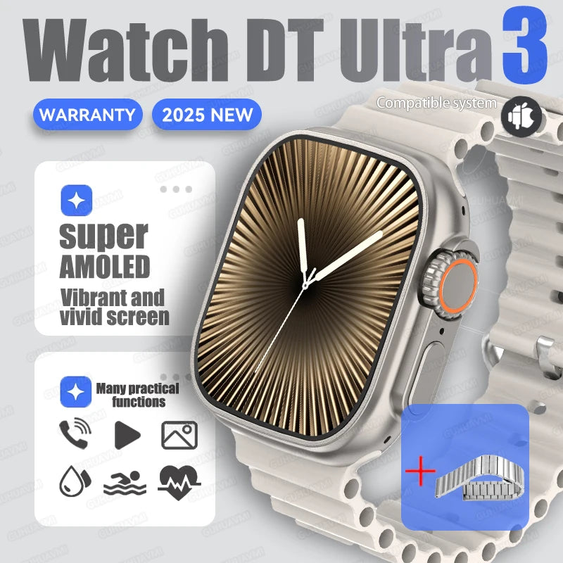 DT Ultra 3 Smartwatch Amoled Screen 4GB MP3 MP4 Player Bluetooth Network Sharing APP Store ChatGPT Smart AI Watch Men Sportwatch
