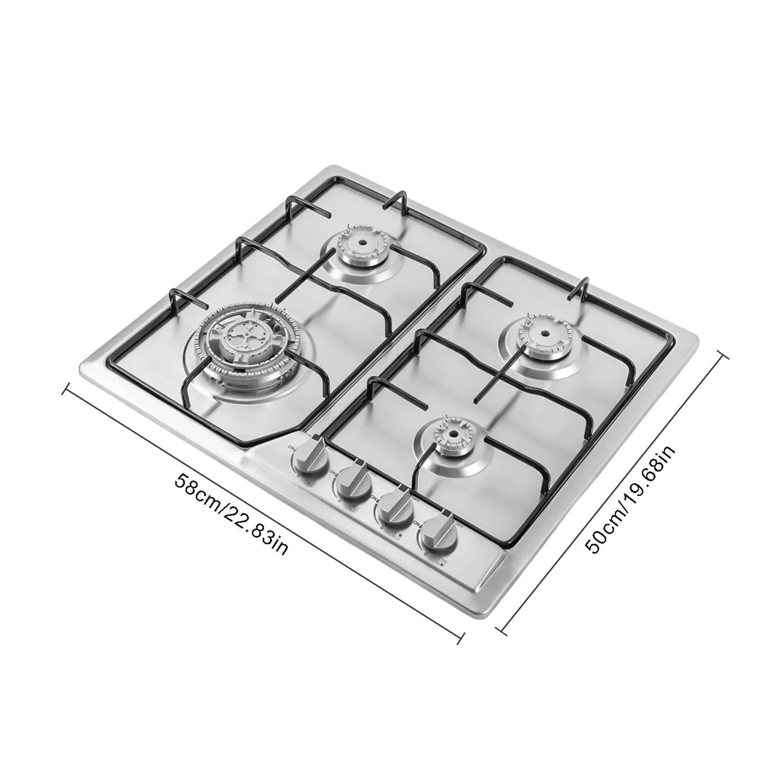 Stainless Steel Natural Gas Stove 4 Burners  High Efficiency Stove Stable Anti-slip Homes or Restaurants  Automatic Protection.