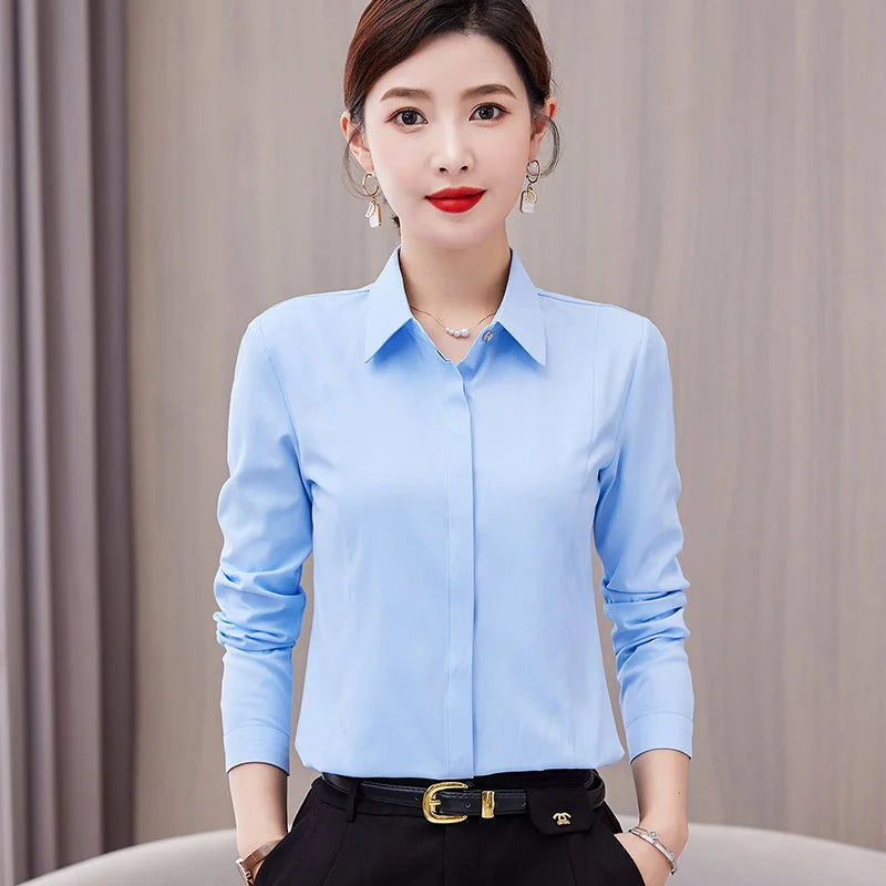 White Shirt Long-sleeved Slim Shirt Korean Style Professional Work Clothes Work Clothes