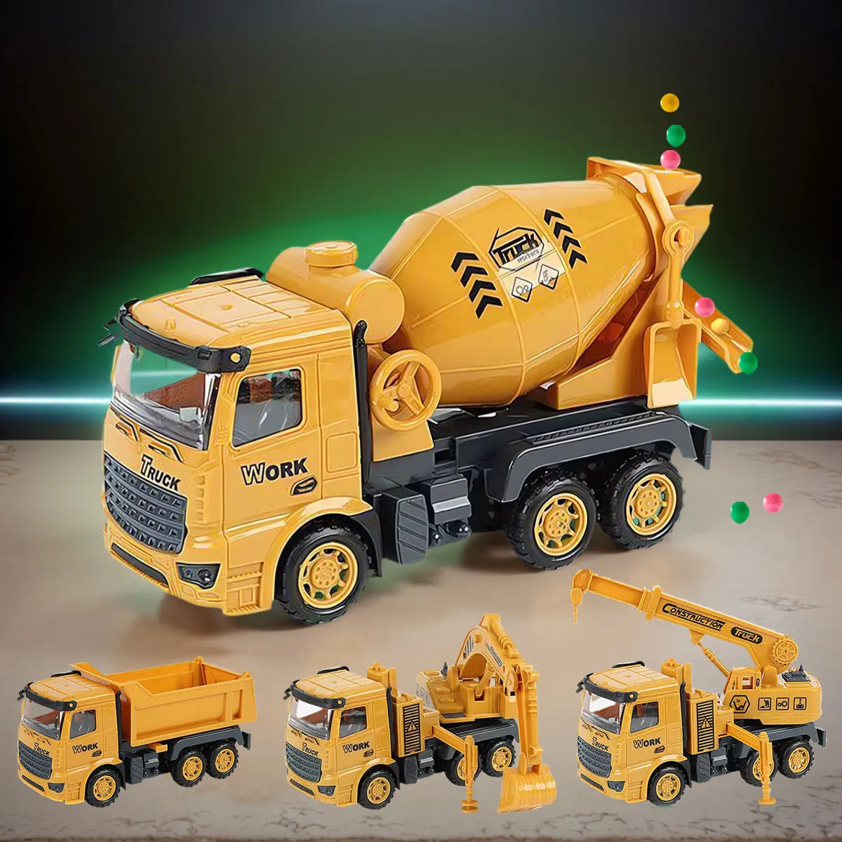 1 PCS Engineering Vehicle Toy for Children Inertial Model Play Plastic Car Kid Mixer Truck Crane Bulldozer Excavator Boy Gift.