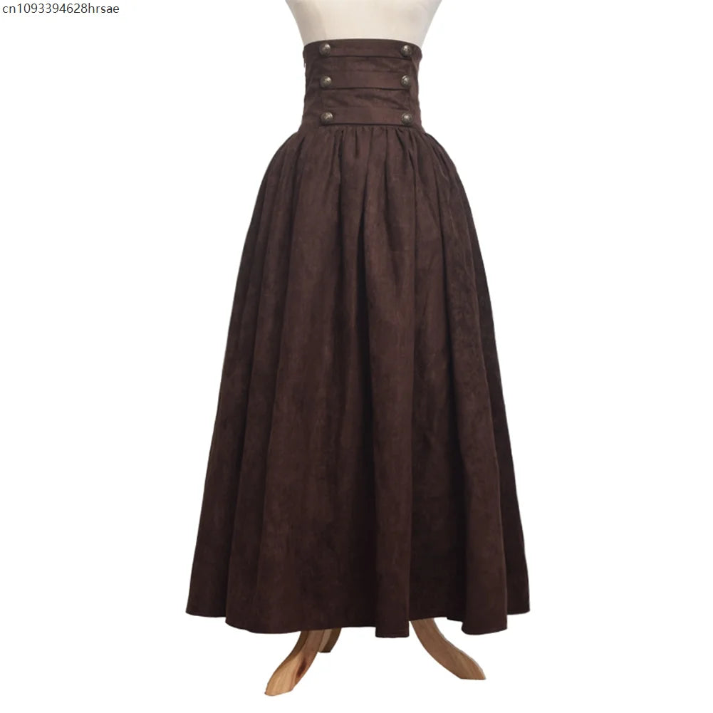 Women Renaissance Skirt Steampunk Vintage Lolita Gothic Victorian Empire High Waist Walking Skirts.