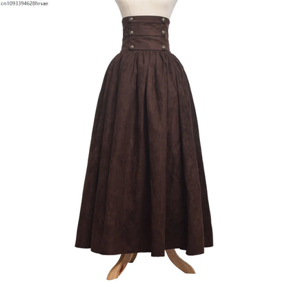 Women Renaissance Skirt Steampunk Vintage Lolita Gothic Victorian Empire High Waist Walking Skirts.