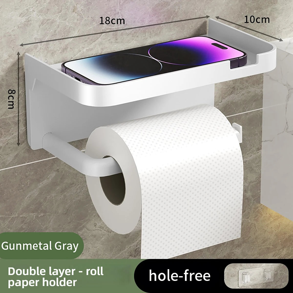 1 Stück wandmontiertes Aufbewahrungsregal, Toilettenpapierhalter, No-Punch Roll Organizer – Badezimmer-Aufbewahrungszubehör