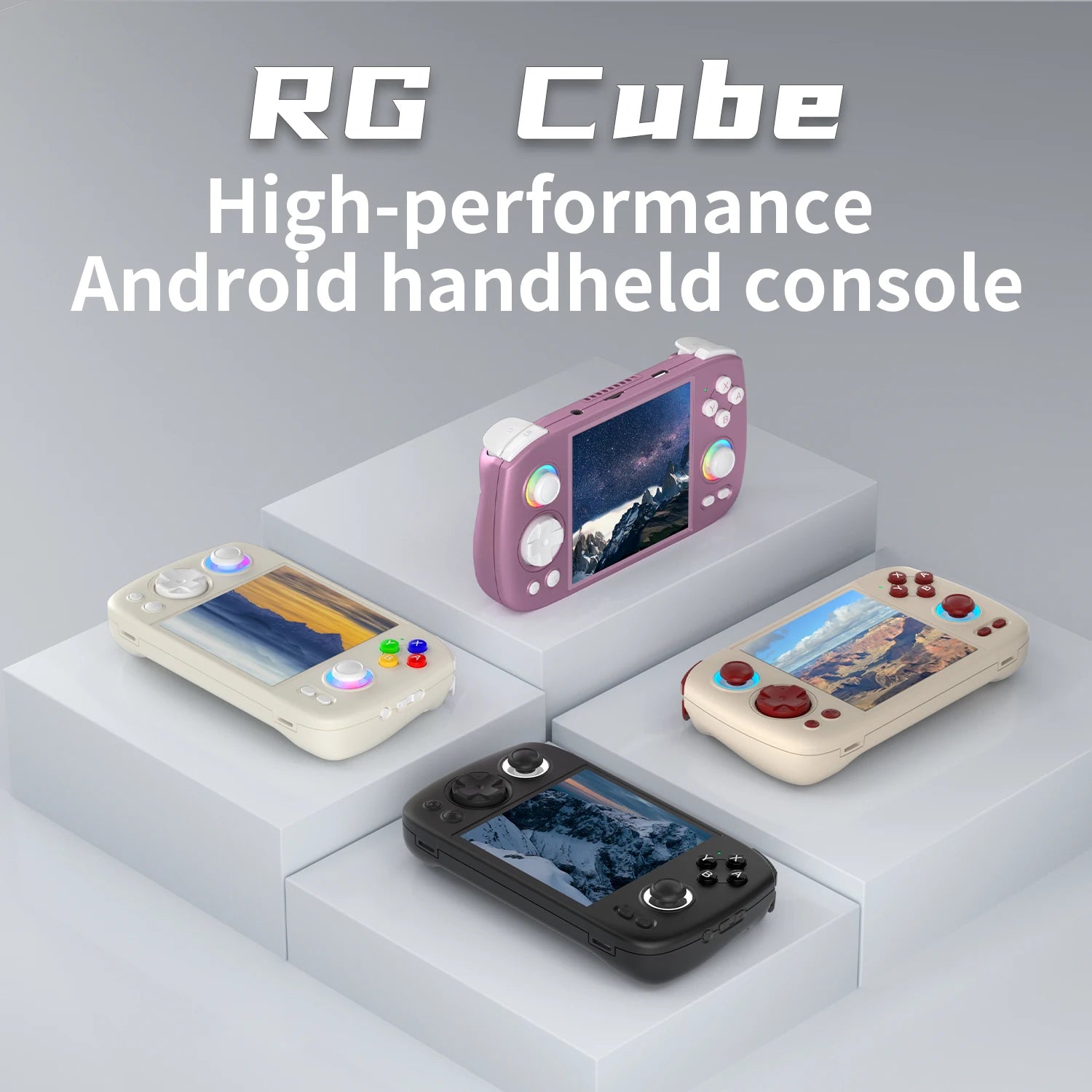 ANBERNIC RGCube Handheld Game Console Android 13 Game Player 3.95" IPS Screen Unisoc T820 RGB Lighting RG Cube dual high-Speaker.