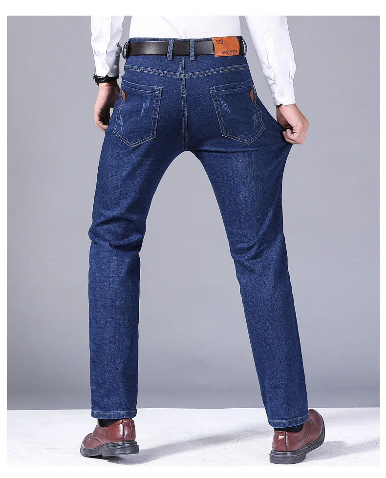 2025 frühling männer Jeans Hohe Qualität Klassischen Stil Business-Mode Schwarz Blau Slim-fit Denim Hosen Männliche Marke casual Hosen.