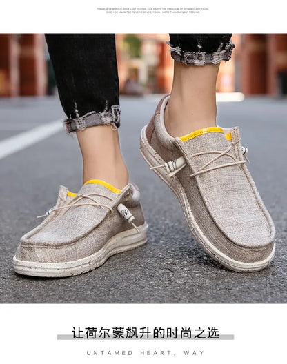Men's Loafers Designer Slide in Low Cut Sneakers Casual Boat Shoes Comfortable Walking Flat Shoes Breathable Canvas Shoes 2025