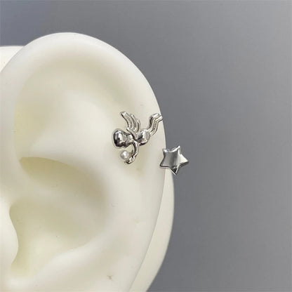 1PCS Pink Zircon Cross 316L Stainless Steel Annular Ear Bone Nail New Fashion U-shaped Earrings for Women Y2K Punk Jewelry