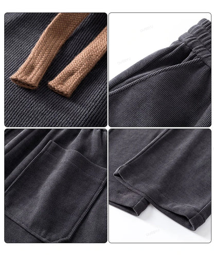 High Quality Brand Clothing Autumn Winter Corduroy Pants Men Elastic Waist Straight Thick Korea Outdoors Casual Trousers Gift.
