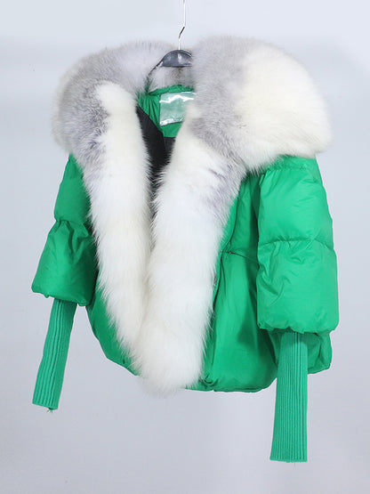 Lose Natürliche Echt Fox Pelz Kragen Mantel Dicke Neue Europäische Mode Weiße Ente Unten Jacke Winter Frauen Warme Luxus Oberbekleidung