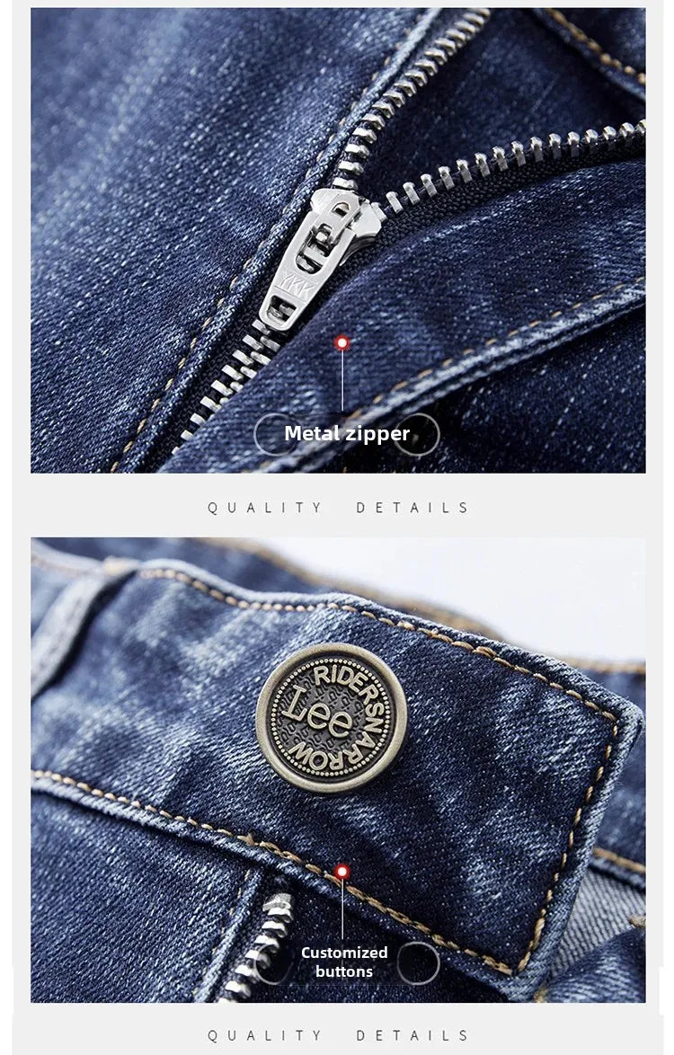 Lee Dex Jeans Men's Autumn/winter New Loose-fit Straight-leg Versatile Mid-age Men's Wear Business Casual Long Pants.