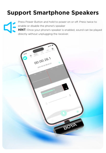 BOYA BOYALINK 2 Wireless Lavalier Microphone for iPhone Android DSLR Cameras Smartphone Gaming Youtube Video Recording Streaming.