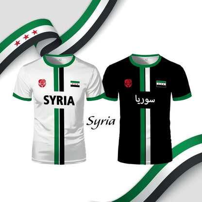 Syria Football T-Shirt Summer Sports Breathable Quick-drying Men's Tops Syrian Flag Map Print Short Sleeve Jersey Kid's Clothes.