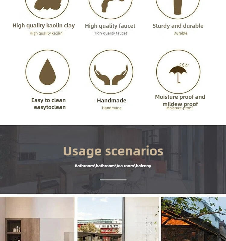 48 x 36 x 15 cm Jing De Zhen modernes Badezimmer-Waschbecken im nordischen Stil zum Waschen von Händen und Gesicht, minimalistisches Design, individuell