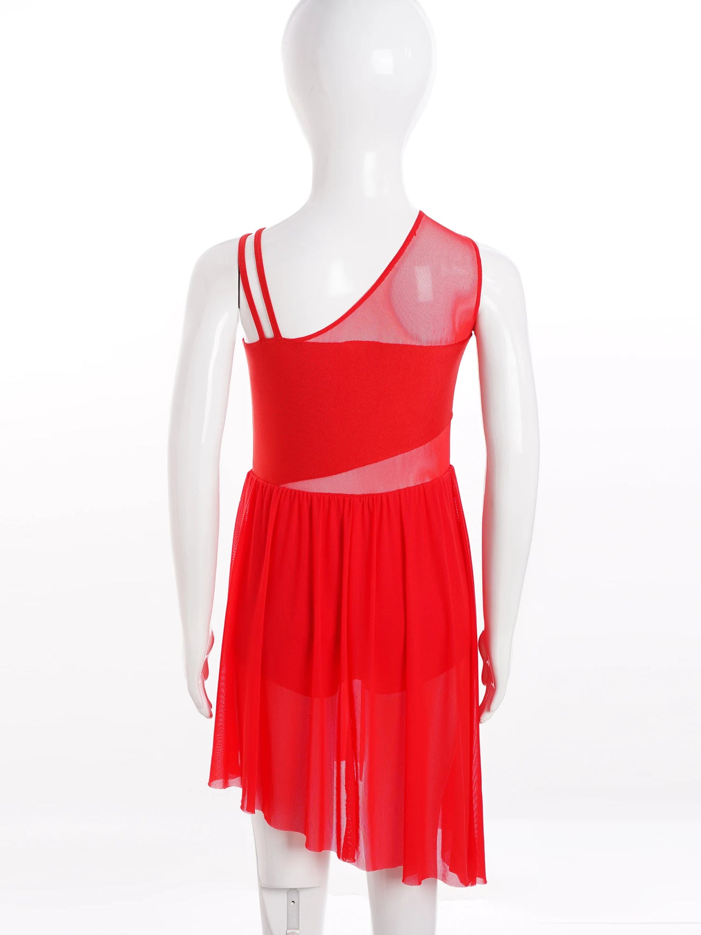 6–16 Jahre Mädchen, modernes lyrisches Tanzkleid, ärmellos, glänzender Strass-Trikot, Tanzkleidung für Skating, Gymnastik, akrobatische Leistung.