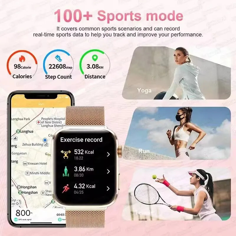 2025 New Iatrology Grade Smart Watch Women Blood pressure Blood oxygen Fat Heart Rate Menstrual Tracking BT Call Bracelet Ladies.