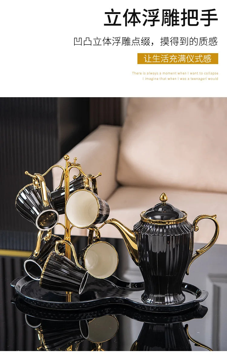 New high-value European ceramic coffee set, color glaze, high-end Phnom Penh coffee cup saucer, afternoon tea set.