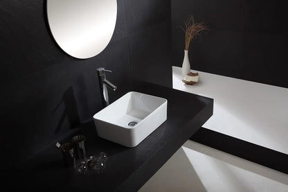 Rechteckiges Waschbecken, weißes Waschbecken, Arbeitsplatte, Keramik, Keramik, kleine Waschbecken, Schüssel, Arbeitsplatte, Waschtisch, Kunstbecken