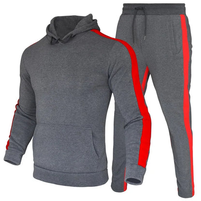 Männer 2 Stück Trainingsanzug Farbe Block Sweatsuit Streifen Casual Winter Langarm Warme Feuchtigkeit Wicking Atmungs Sportswear Anzug.