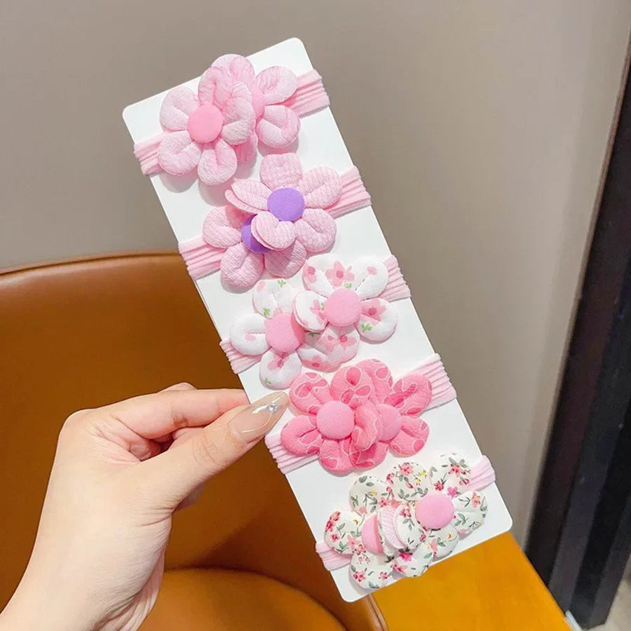 Colorful Flower High Elasticity No-Damage Towel Ring for Girls Cute Baby Hair Ties Comfortable Soft Hair Bands for Kids.