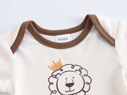 Kavkas 3 Teile/los Baby Body 100% Baumwolle Lion Print 3M 6M 9M 12M Neugeborene Mädchen Kleidung Sommer Körper Kleidung.