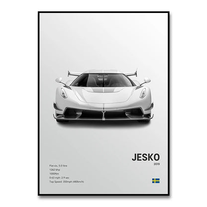 Famous Cars JESKO Canvas Wall Art Print Poster AGERA RS Decorative Mural Modern Home Decor Birthday Gift Unframed.