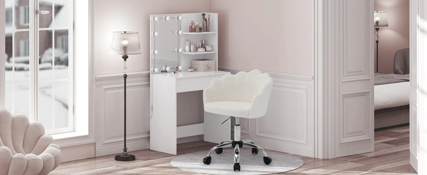 WOLTU Höhenverstellbarer, ergonomischer Schreibtischstuhl, Drehstuhl mit Rollen, Gaming-Schminkstuhl, Lordosenstütze für das Heimbüro