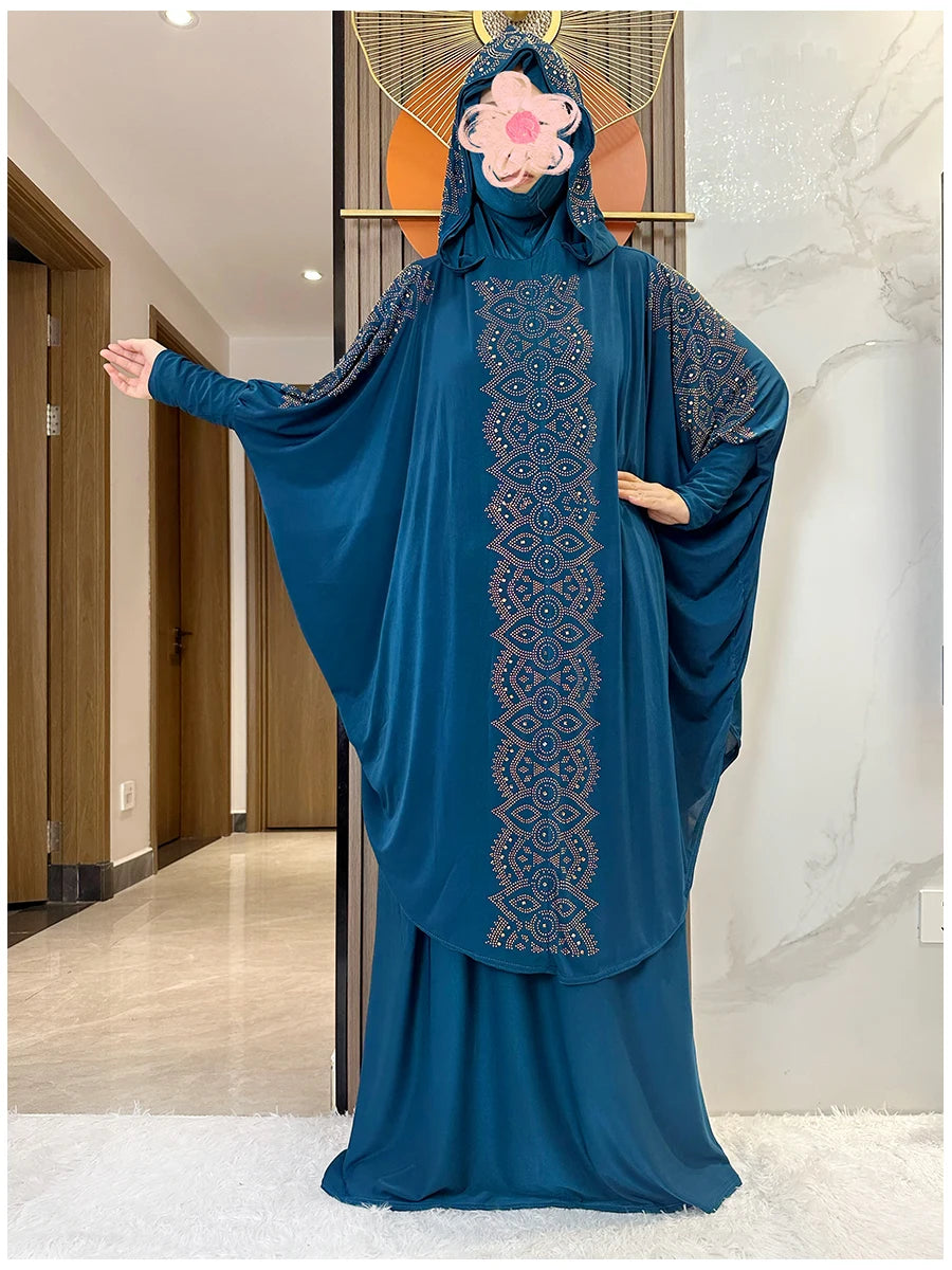 Two Piece Set Dress  Hijab Long Khimar Skirt Sets Islamic Niqab jilbab Women Eid Morocco Muslim Abaya Set Women Prayer Garment