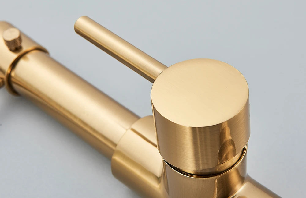 Brushed Gold Kitchen Faucet Pull Down 2-way Spray Single Handle Hot Cold Water Mixer Tap 360 Rotation Torneira Cozinha Mixer Tap