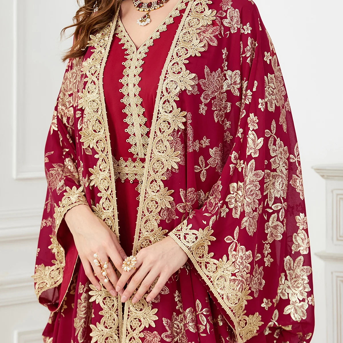 Eid Muslim Party Dress for Women Abaya with Inner Dress 2 Piece Set Jalabiya Ramadan Abayas Robe Caftan Vestidos Largos 2024.