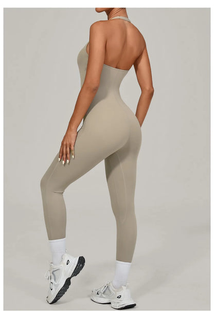 Yoga Jumpsuit Sports Fitness Peach Hip Halter Neck Backless Pants Bodysuit Outdoor Dance Jumpsuit Tight Yoga Wear for Women