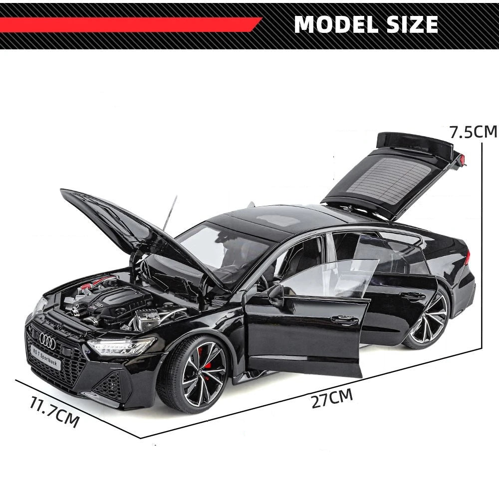 1:18 Key Remote Control Version AUDI RS7 Alloy Sports Car Model Diecast Metal Racing Vehicle Car Model Sound Light Kids Toy Gift.