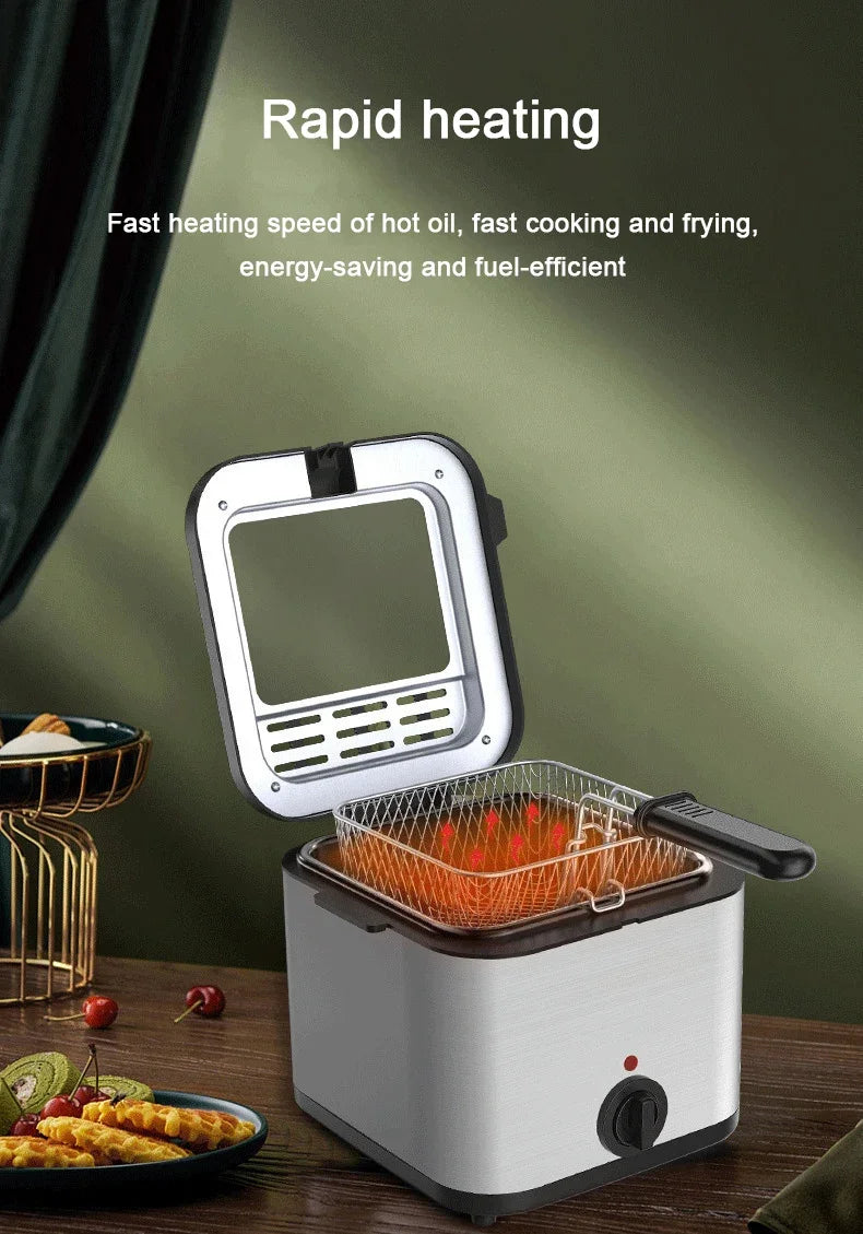 2.5L Electric Deep Fryer Large Capacity Oil Oven Countertop Commercial Fryer for Street Vendors Fried Chicken Fries Pot EU/US.