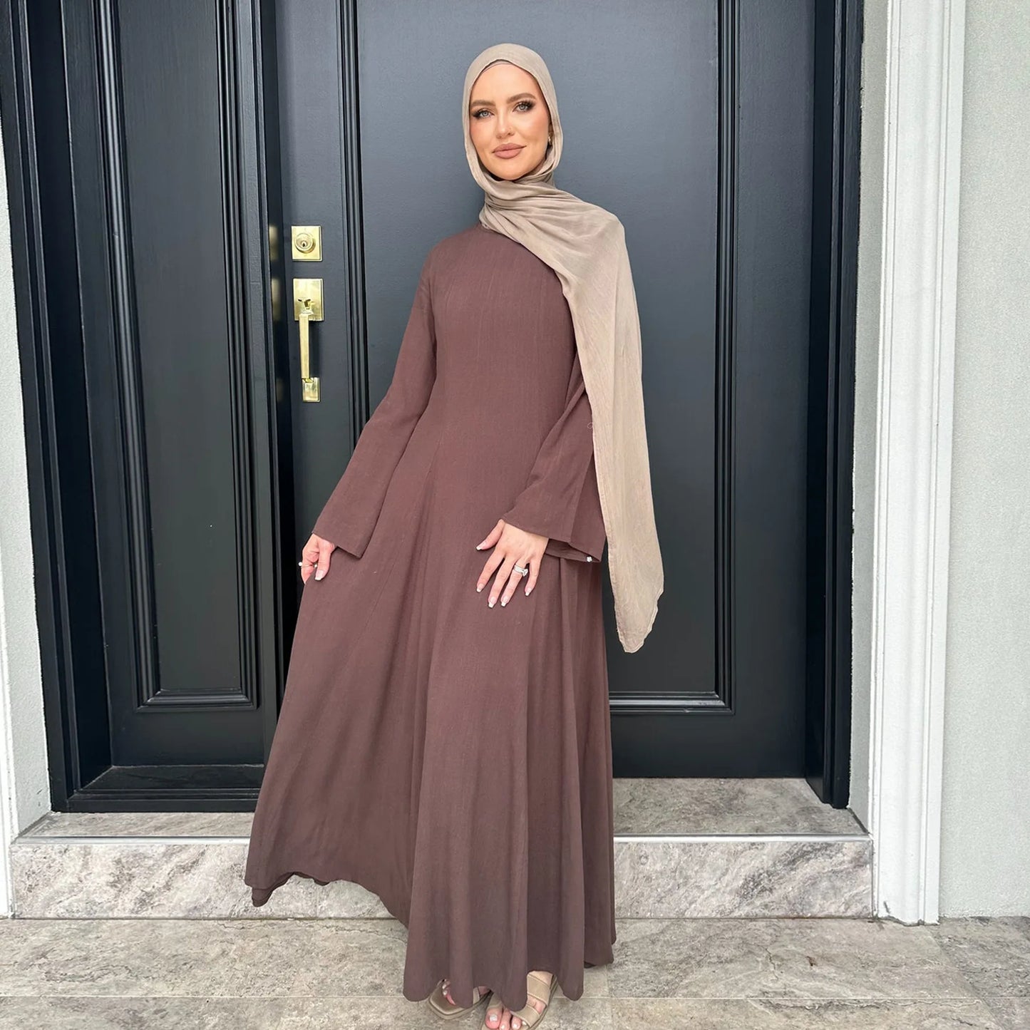 2025 Summer Arabic Muslim Women Modest Dress Eid Dubai Plain Abaya Islam Party Outfit Elegant Holiday Dresses Turkey Kaftan Robe.
