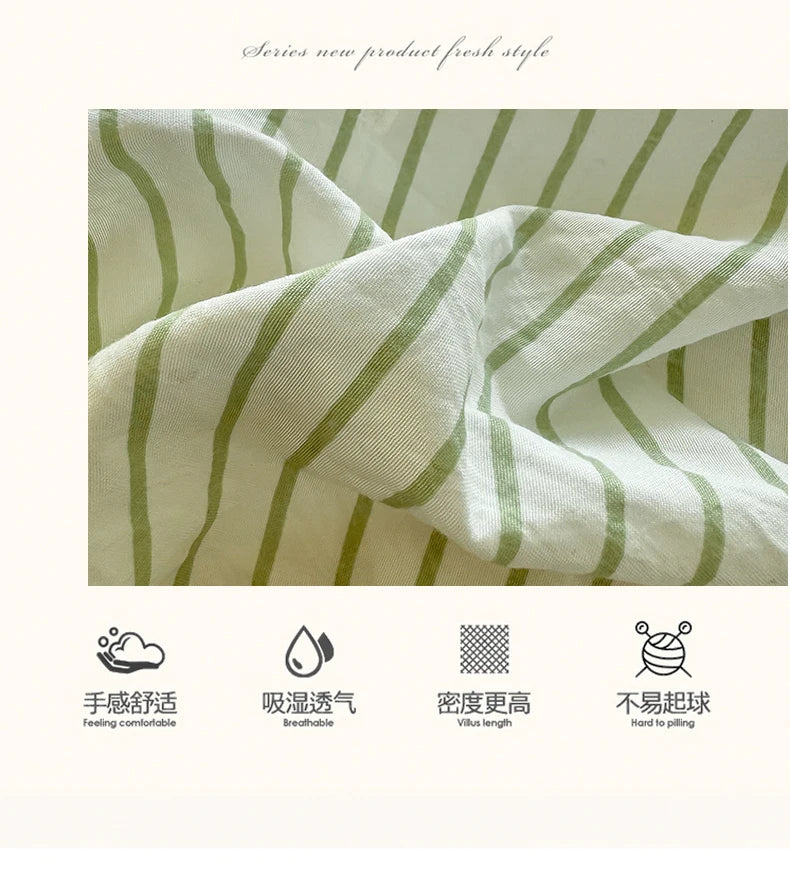 Washed Cotton Duvet Cover Set Quilt Set Ins Nordic Minimalist Style Grey Strip Bed Set Home Textile Bedding Set Bed Sheets 2025.