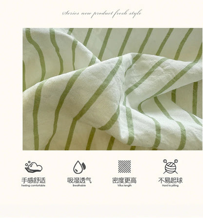 Washed Cotton Duvet Cover Set Quilt Set Ins Nordic Minimalist Style Grey Strip Bed Set Home Textile Bedding Set Bed Sheets 2025.