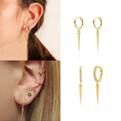 Silver Gold Color Hoop Earring Trendy Punk Hip Hop Rivet Ear Rings for Women Gothic Party Jewelry Pendientes Orecchini 2025.