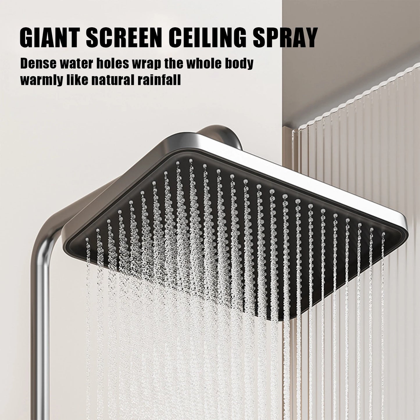 Bathroom Shower System LED Light Shower Head Set Brass Mirror Thermostatic Bathtub Faucet Digital Display Hot & Cold Showers