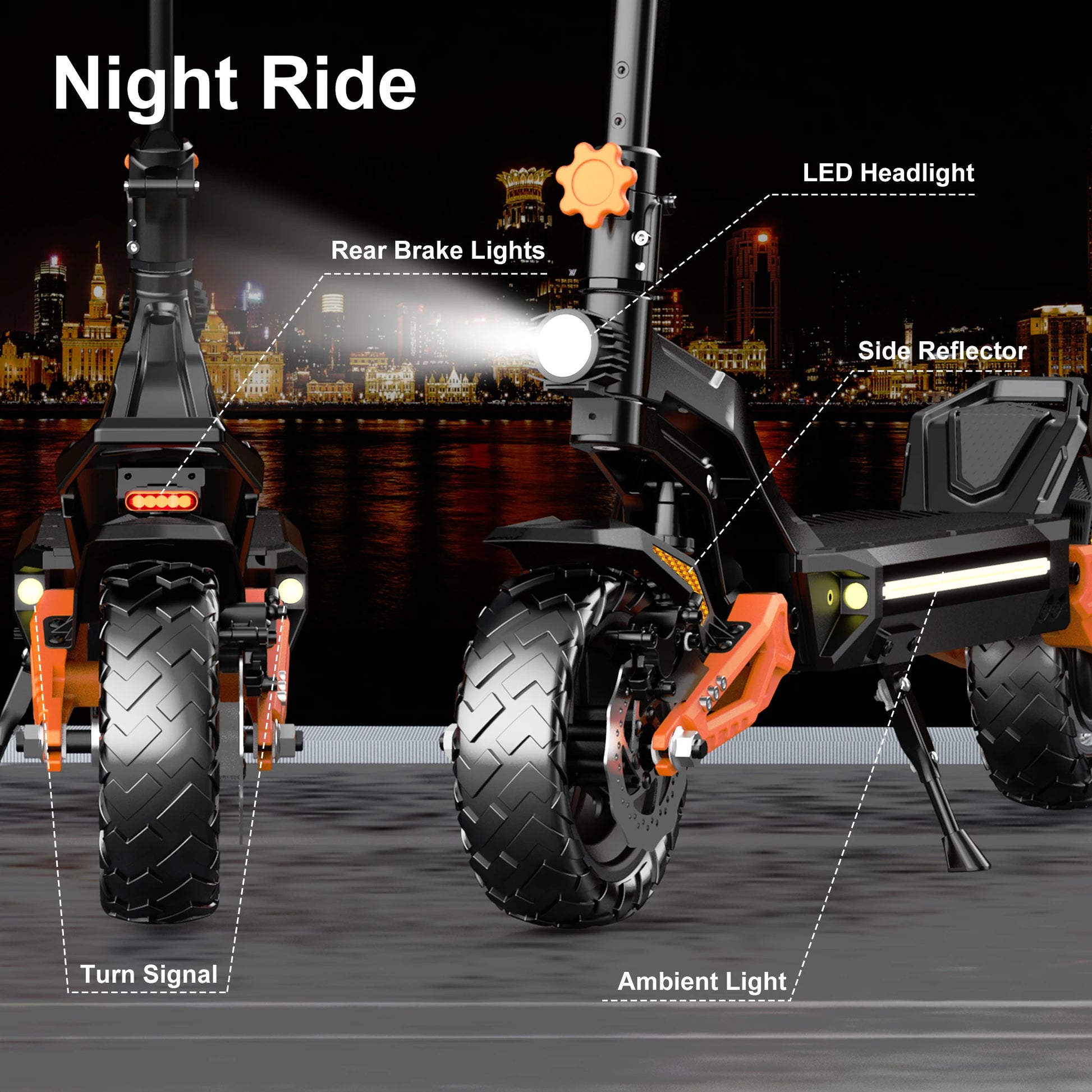 DECE DES20 Adult Electric Scooter 1200W*2 52V18Ah Battery City Commuter E-Scooter 10 Inch Off-Road Pneumatic Tire EScoote.