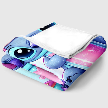 Lilo & Stitch, Stitch Printed Sofa Soft Warm Flannel Throw Blanket.Office,Camping,Picnic,Outdoors,Nap Cape,Bedroom Blankets..