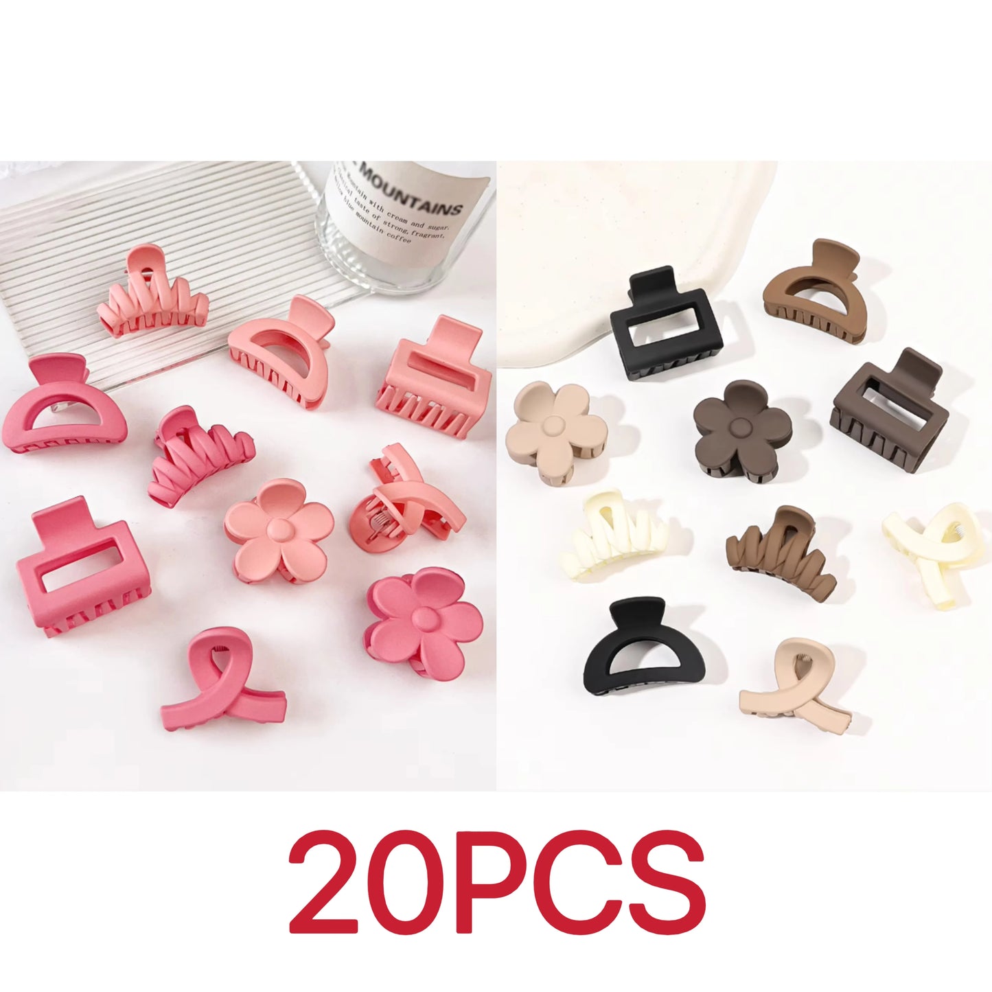 10 Pcs Pink Small Claw Clips Set,Matte Tiny Flower Jaw Clips for Women Girls,5 Style Nonslip for Thin Medium Fine Hair