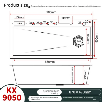 Stainless Steel Waterfall Kitchen Sink New With Draining Rack Digital Display Large Single Slot Dishwashing Sinks Wash Bowl