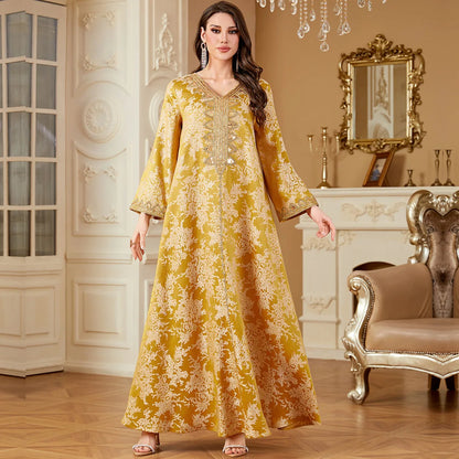 New Women Muslim Embroidery Maxi Dress Abaya Dubai Kaftan Eid Djellaba Kebaya Caftan Marocain Femme Robe Islam Jalabiya Vestidos.