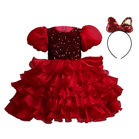 Kinderkleid, rotes Prinzessin-Halloween-Kleid, Kinderkleid, Blumenkleid, 4 bis 12 Jahre Mädchen, Klavier-Performance-Kleid