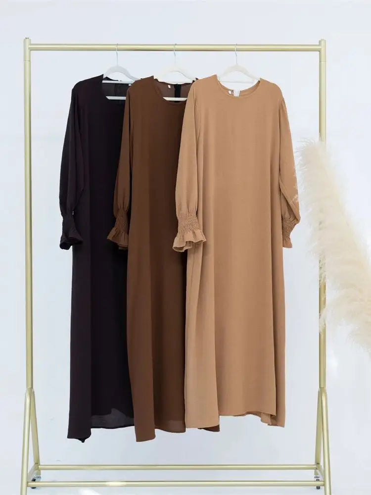 Eid Jersey Solid Modest Under Abaya Dubai 2024 Palestine Women Islamic Clothing Muslim Kaftan Inner Dresses Robe Femme Musulmane.