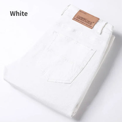 98% Cotton 4 Colors Stretchy Jeans Men's Mid-waist Straight Pencil Denim Trousers Brand Clothing Personality Fashion Male Pants.