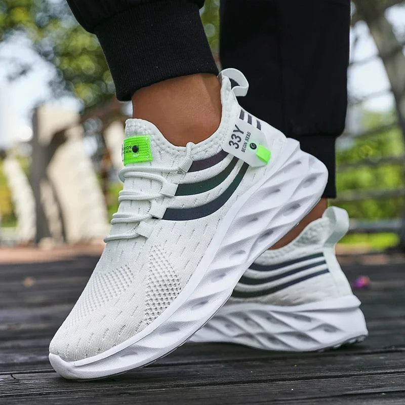 Men's Summer Breathable Mesh Shoes Lightweight Non Slip Knit Running Sneakers Trendy Aesthetic Focused Jogging Basketball Shoes.